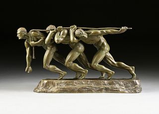 MAURICE GUIRAUD-RIVIÈRE (French 1881-1947) A BRONZE SCULPTURE," Three Haulers or La Force," CIRCA 1925,