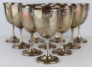 STERLING. (10) Mexican Sterling Goblets.