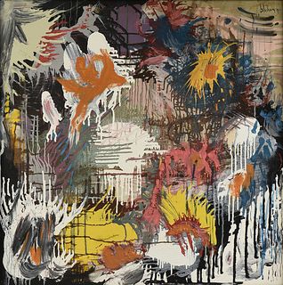 NORMAN BLUHM (American 1921-1999) A PAINTING, "Untitled: Orange, Yellow, and Black," 1971,