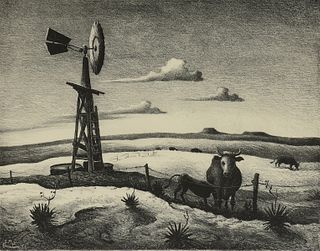 THOMAS HART BENTON (American 1889-1975) A PRINT, "West Texas," CIRCA 1952,