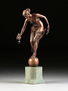 ERNST WENCK (German 1865-1929) A BRONZE SCULPTURE, "Pax Goddess of Peace," EARLY 20TH CENTURY,