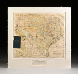 AN ANTIQUE MAP, "Rand McNally & Co.'s New Enlarged Scale Railroad and County Map of Texas, Showing Every Railroad Station and Post Office in the State
