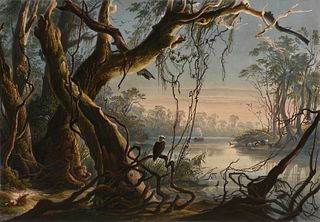 KARL BODMER (Swiss-French 1809-1893) A PRINT, "Embouchure du Fox-River (Indiana),"