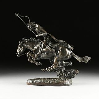after FREDERIC REMINGTON (American 1861-1909) A BRONZE SCULPTURE, "The Cheyenne,"