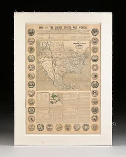 A REPUBLIC OF TEXAS MAP, "Map of the United States and Mexico, Including Oregon, Texas and the Californias," NEW YORK, CIRCA 1846,