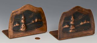 Pr. Albert Berry Arts & Crafts Copper Bookends
