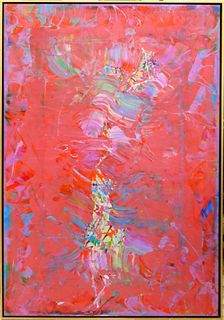 ROSE LINDZON (20th C) ABSTRACT OIL ON CANVAS