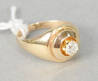 14 karat yellow gold ring set with diamond, approximately .35 carats, size 8, 5.7 grams.
