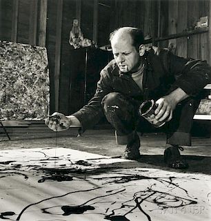 Martha Holmes (American, 1923-2006)      Jackson Pollock Working in His Barn Studio, Springs, New York