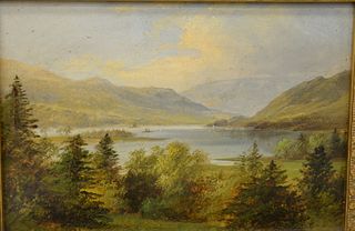 Artist unknown, mountainous landscape, 19th C., signed illegibly lower left, 7" x 10", "Ullswater" on verso, Provenance: The Estate of Ed Brenner, Sho
