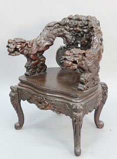 Chinese armchair with carved dragon head, ht. 35 1/2", wd. 26".