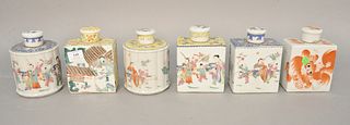 Six Chinese porcelain tea caddies, 6 1/4".