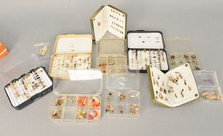 Tray lot of 10 continental dry and wet flies and nymphs. Estate of Michael Coe, PhD, New Haven, CT.