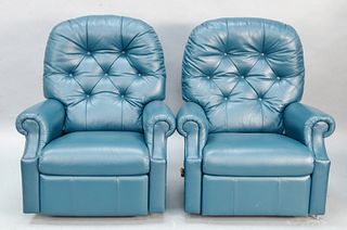 Pair of La-Z-Boy leather upholstered reclining chairs having tufted backs. Estate of Marilyn Ware Strasburg, PA.