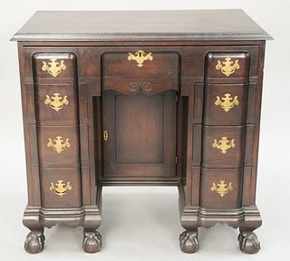 Chippendale mahogany knee hole dressing table with blocked front and ball and claw feet (made up of old elements). ht. 31", wd. 31".