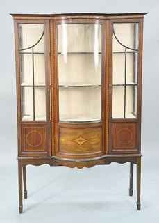 Mahogany china cabinet with bowed glass door, ht. 67", wd. 42".