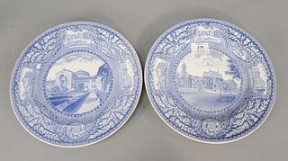 Set of twelve Wedgewood blue and white plates, University of Pennsylvania, dia. 10 1/2". Estate of Marilyn Ware Strasburg, PA.