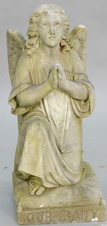 Marble mourning angel marked "Our Baby", finger broke, height 24 1/2", Provenance: Former home of Mel Gibson, Old Mill Rd, Greenwich, CT.