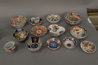 Two tray lots with Imari porcelain, bowls, cups, dishes, plates. Provenance: The Estate of Ed Brenner, Short Hills N.J.
