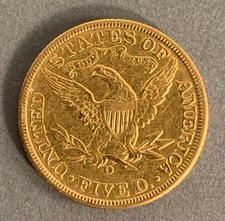 1906-D $5 gold liberty head.