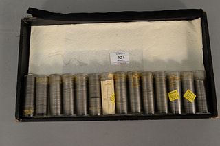 Fourteen rolls of wartime nickles, year 1942 - 1945.
