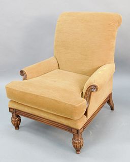 Upholstered club chair having high back, ht. 42", wd. 35".
