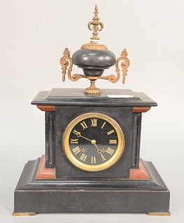 Tiffany & Co. Victorian black slate mantle clock, having brass works, marked "Tiffany & Co., 2998", ht. 15", wd. 11". Provenance: Wethersfield Histori