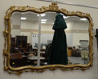 Large French style mirror having gilt leaf frame, ht. 46", wd. 60".