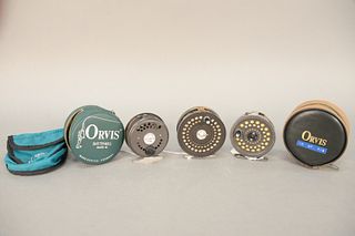 Three fishing reels to include Orvis CFOV Fly Reel, Orvis Maddison fly reel, along with an Orvis Battenkill Mark III fly reel. Estate of Michael Coe, 