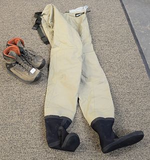 Simms chest waders with Simms size 10 boots. Estate of Michael Coe, PhD, New Haven, CT.