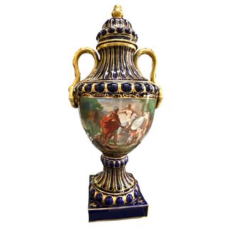 Sevres Style Porcelain Covered Urn.