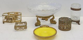 Grouping Of Fine Cut Glass & Bronze Mounted Items