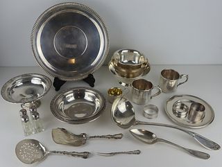 SILVER. Assorted Silver Hollow Ware & Flatware.