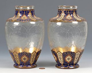 Enameled Glass Vases attr. Russia