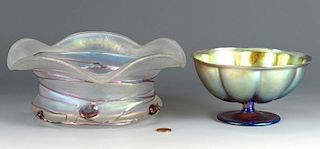 2 Art Glass Bowls, 1 poss. Steuben