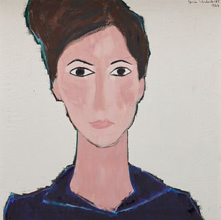 GLORIA VANDERBILT, (American, 1924-2019), Gerta, 1964, oil on canvas, 30 x 30 in., House of Heydenryk frame: 41 x 41 in.