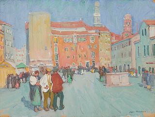 JANE PETERSON, (American, 1876-1965), Campo Santa Margherita, Venice, gouache, sheet: 18 x 24 in., frame: 26 x 32 in.