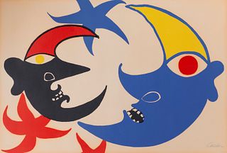 ALEXANDER CALDER, (American, 1898-1976), Les deux lunes, lithograph in colors, sheet: 29 1/2 x 43 in., frame: 29 x 53 in.