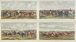 After JOHN FREDERICK HERRING, SR., (English, 1795-1865), Fores National Sports: Racing (Four Plates), aquatints, each plate: 24 1/2 x 44 1/2 in., each