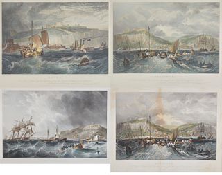 Four Colored Engravings of English Coastal Scenes