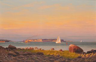 JOSEPH MCGURL, (American, b. 1958), Boston Harbor, oil on canvas, 24 x 36 in., frame: 31 1/2 x 43 1/2 in.