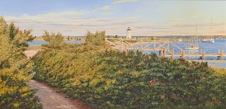SERGIO ROFFO, (American, b. 1953), Path to Edgartown Light, oil on canvas, 34 x 48 in., frame: 33 1/2 x 57 1/2 in.