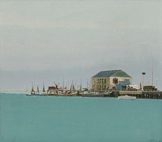 ARTHUR MORRIS COHEN, (American, 1928-2012), McMillan Wharf, 1987, oil on canvas, 18 x 20 in., frame: 24 x 26 in.