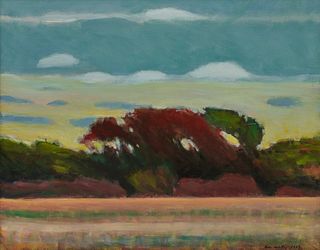 ALLEN WHITING, (American, b. 1946), Yellow Sunset, Chilmark, 1993, oil on canvas, 16 x 20 in., frame: 18 x 22 in.