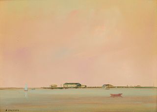 ANNE PACKARD, (American, b. 1933), Harbor View, oil on board, 6 x 8 in., 9 1/2 x 11 1/2 in.