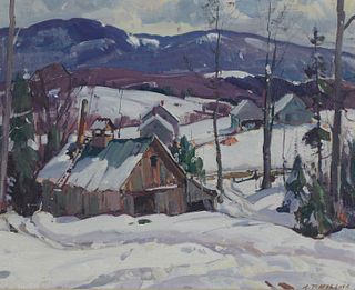 ALDRO THOMPSON HIBBARD, (American, 1886-1972), Sugaring Hut, oil on canvasboard, 18 x 22 in., frame: 24 x 28 in.