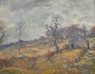 CHARLES HAROLD DAVIS, (American, 1856-1933), Landscape with Farmhouse, oil on canvas, 17 x 21 in., frame: 26 1/2 x 30 1/2 in.