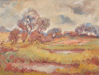 TUNIS PONSEN, (American, 1891-1968), Landscape, oil on canvas, 20 x 25 in., frame: 25 1/2 x 30 1/2 in.