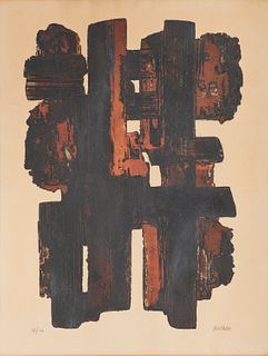 PIERRE SOULAGES, (French, b. 1919), Eau-Forte IX, color etching, sight: 24 1/2 x 19 in., frame: 27 3/4 x 22 in.