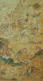 Ink and Watercolor Chinese Scroll depicting The Creation of The Gods (Fengshen Yanyi)